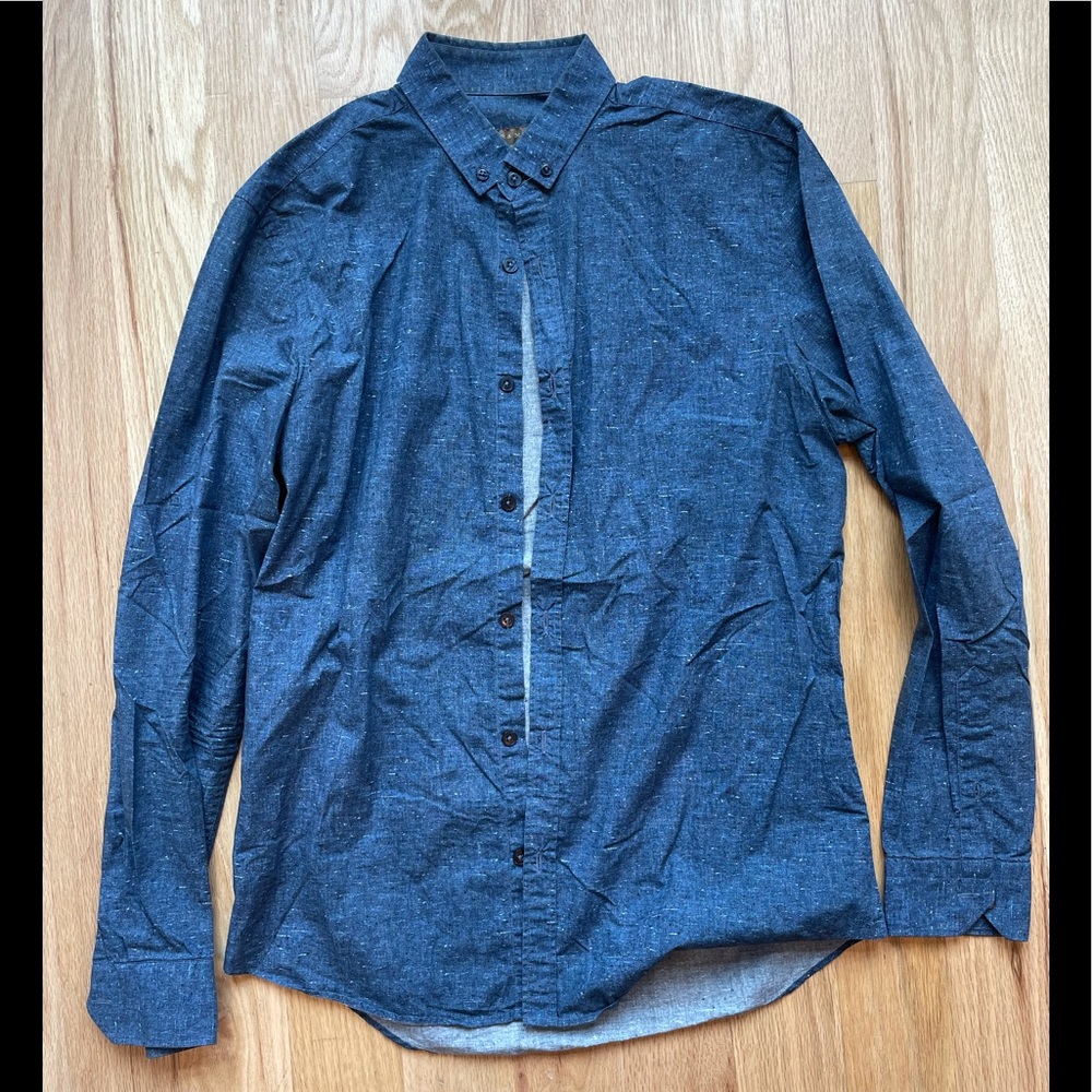 Zara Men’s medium slim cut blue collared shirt